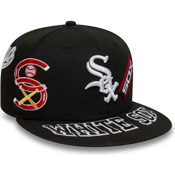Casquette plate noire ajustée 59FIFTY All Over Chicago White Sox MLB New Era