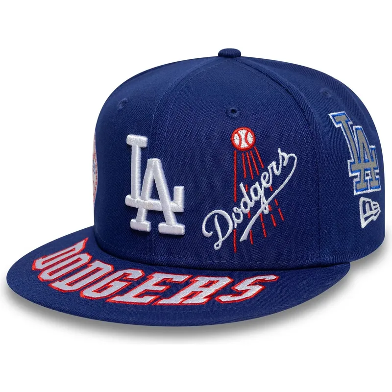 cappello-piatto-blu-chiuso-59fifty-all-over-dei-los-angeles-dodgers-mlb-di-new-era
