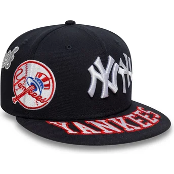 Cappello piatto blu navy aderente 59FIFTY All Over dei New York Yankees MLB di New Era