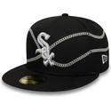 cappello-piatto-nero-aderente-59fifty-chain-wrap-dei-chicago-white-sox-mlb-di-new-era