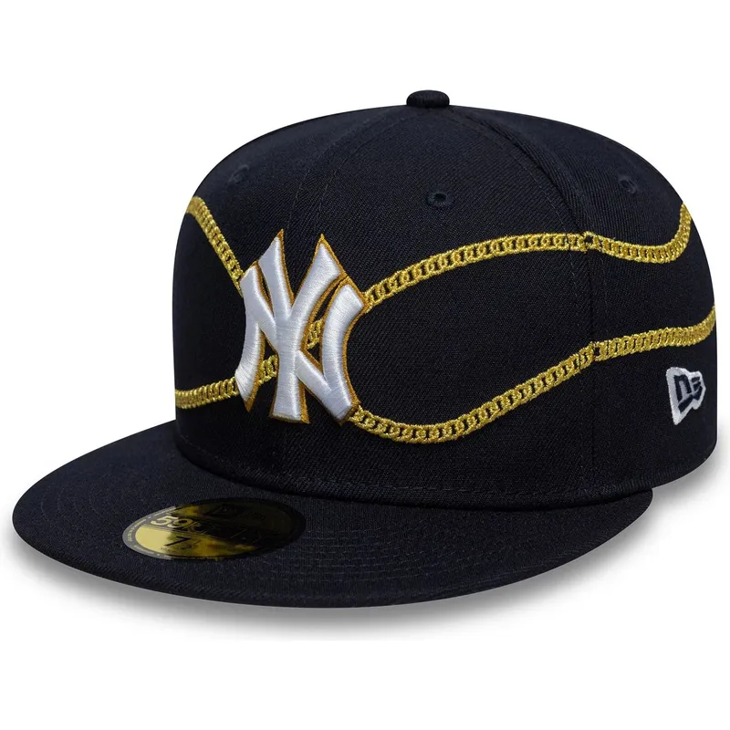 flad-marinebla-tilpasset-59fifty-chain-wrap-kasket-fra-new-york-yankees-mlb-fra-new-era