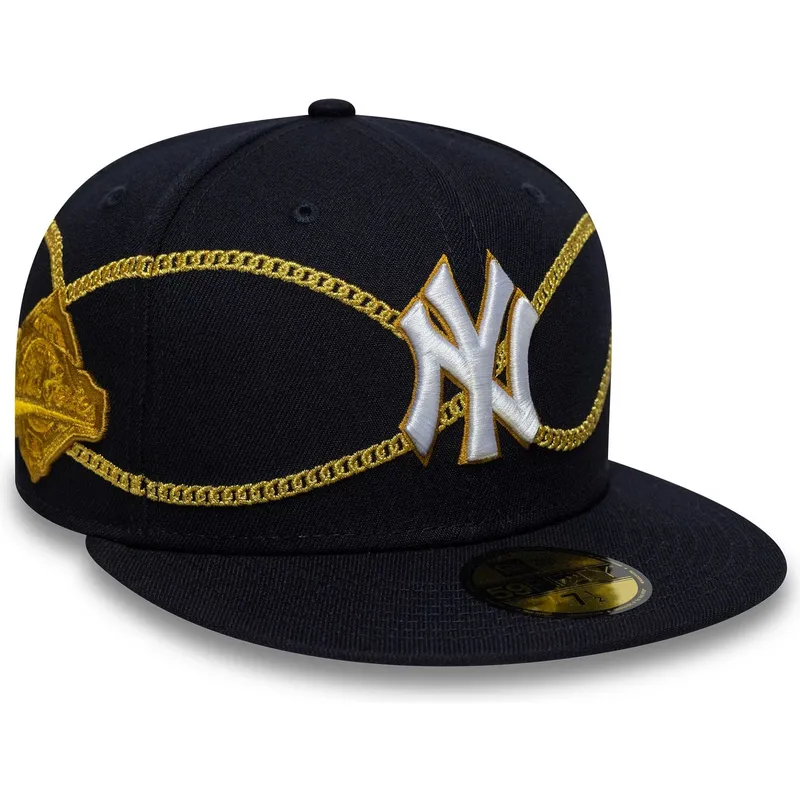 flad-marinebla-tilpasset-59fifty-chain-wrap-kasket-fra-new-york-yankees-mlb-fra-new-era