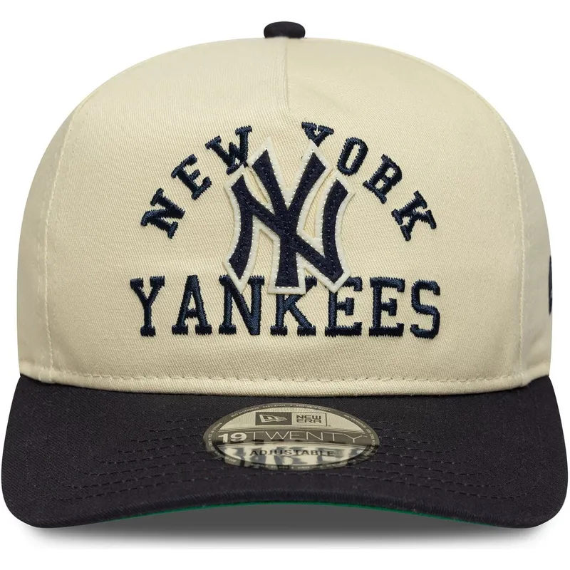 cappellino-curvo-beige-e-blu-marino-snapback-19twenty-heritage-di-new-york-yankees-mlb-di-new-era