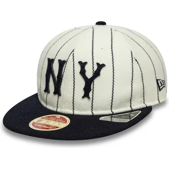 Casquette plate beige et bleue marine ajustable 9FIFTY Retro Crown Heritage New York Yankees MLB New Era