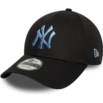 Cappellino curvo nero regolabile con logo blu 9FORTY Ombre Infill dei New York Yankees MLB di New Era