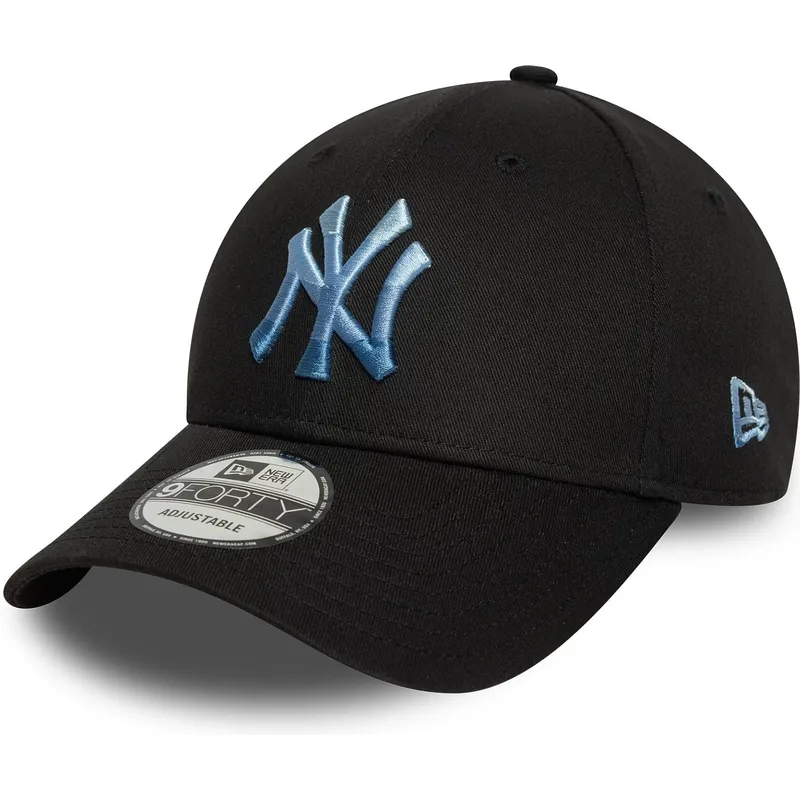 cappellino-curvo-nero-regolabile-con-logo-blu-9forty-ombre-infill-di-new-york-yankees-mlb-di-new-era