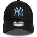 casquette-courbee-noire-ajustable-avec-logo-bleu-9forty-ombre-infill-new-york-yankees-mlb-new-era