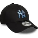 casquette-courbee-noire-ajustable-avec-logo-bleu-9forty-ombre-infill-new-york-yankees-mlb-new-era