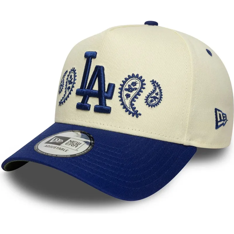 cappellino-curvo-beige-e-blu-snapback-a-frame-paisley-di-los-angeles-dodgers-mlb-di-new-era