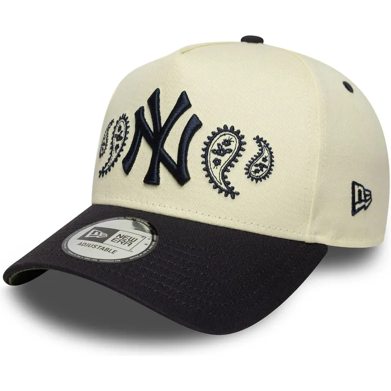 cappellino-curvo-beige-e-blu-marino-snapback-a-frame-paisley-di-new-york-yankees-mlb-di-new-era