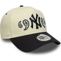 cappellino-curvo-beige-e-blu-navy-snapback-a-frame-paisley-dei-new-york-yankees-mlb-di-new-era