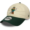 cappellino-curvo-beige-e-verde-regolabile-9twenty-di-garfield-di-new-era