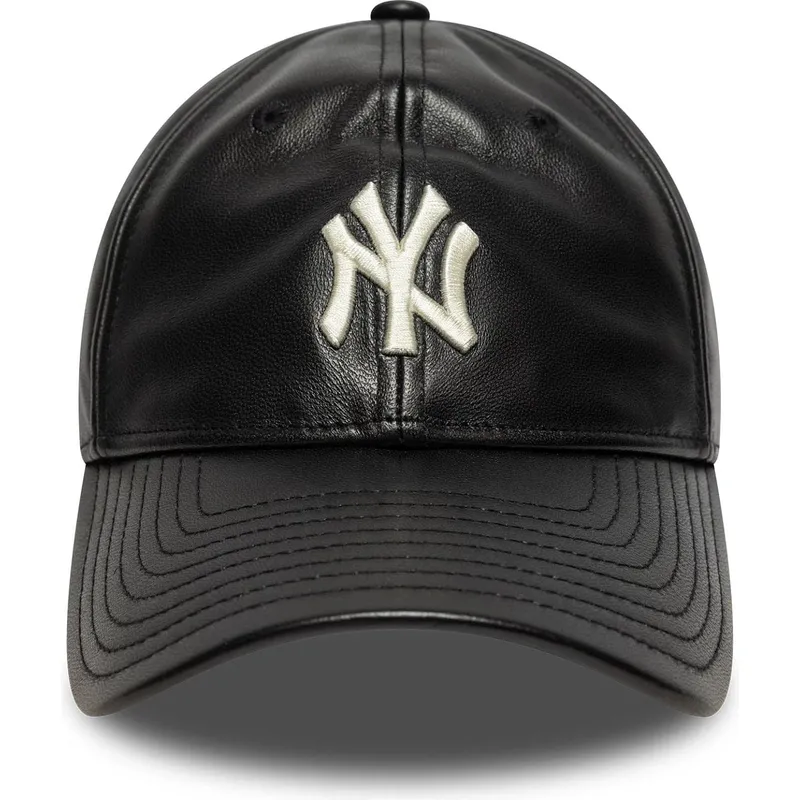 new-york-yankees-mlb-new-era-9twenty-justerbar-sort-laeder-cap-med-buet-skygge