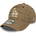 cappellino-curvo-marrone-regolabile-9twenty-houndstooth-dei-los-angeles-dodgers-mlb-di-new-era