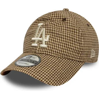 Cappellino marrone regolabile 9TWENTY Houndstooth dei Los Angeles Dodgers MLB di New Era