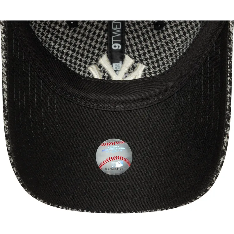 cappellino-curvo-nero-regolabile-9twenty-houndstooth-dei-new-york-yankees-mlb-di-new-era