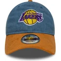 bla-og-brun-justerbar-buet-kasket-9twenty-denim-midi-fra-los-angeles-lakers-nba-fra-new-era