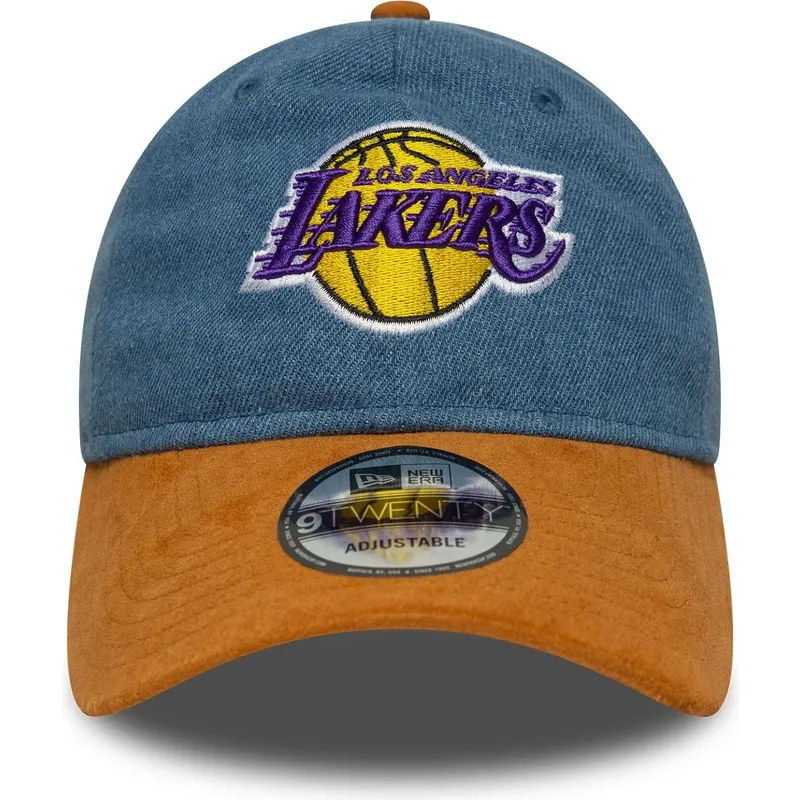 los-angeles-lakers-nba-new-era-9twenty-denim-midi-justerbar-bla-og-brun-buet-kasket