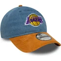 cappellino-curvo-blu-e-marrone-regolabile-9twenty-denim-midi-dei-los-angeles-lakers-nba-di-new-era
