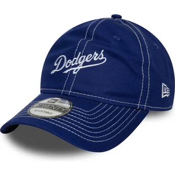 Los Angeles Dodgers MLB New Era 9TWENTY blå justerbar böjd keps med kontrastsöm
