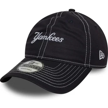 Marineblå justerbar kurvet kasket 9TWENTY Contrast Stitch fra New York Yankees MLB fra New Era