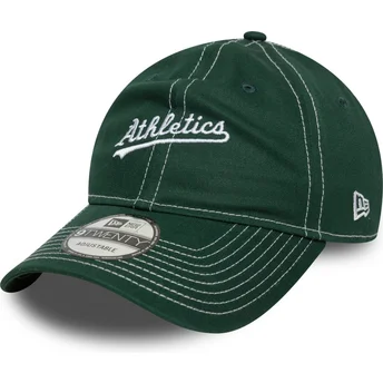 Cappellino verde regolabile 9TWENTY Contrast Stitch degli Oakland Athletics MLB di New Era
