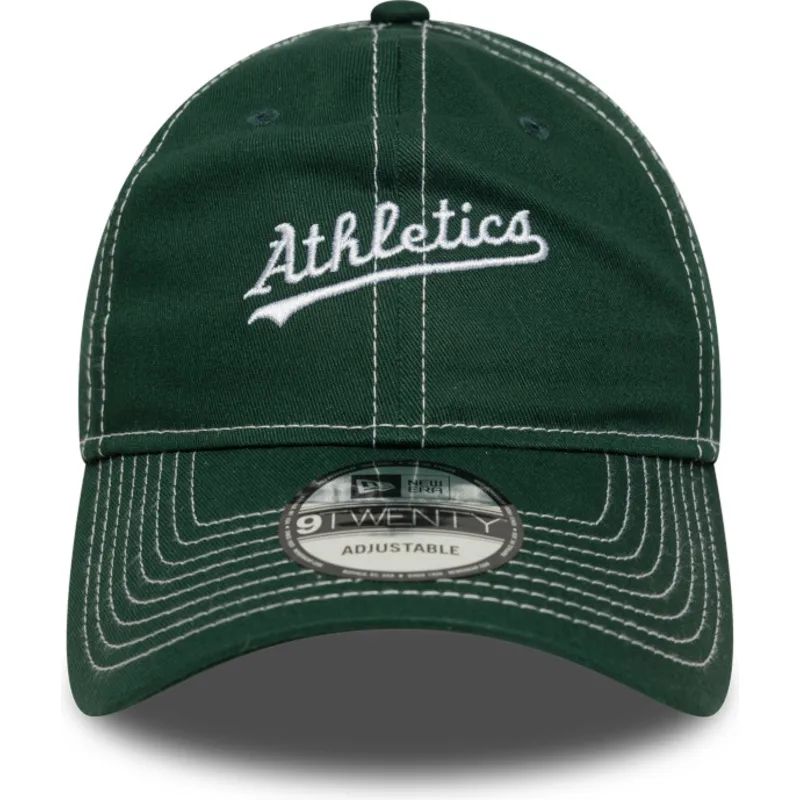 zielona-zakrzywiona-regulowana-czapka-9twenty-contrast-stitch-oakland-athletics-mlb-new-era