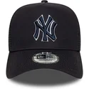 trucker-cap-marineblau-mit-marineblauem-logo-a-frame-outline-von-new-york-yankees-mlb-von-new-era
