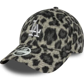 Cappellino curvo nero regolabile da donna 9FORTY Cosy Animal dei Los Angeles Dodgers MLB di New Era