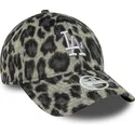 cappellino-curvo-nero-regolabile-da-donna-9forty-cosy-animal-dei-los-angeles-dodgers-mlb-di-new-era