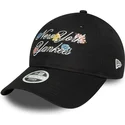 new-era-new-york-yankees-mlb-9forty-floral-script-sort-justerbar-kvindekasket-med-buet-skygge