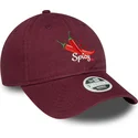 new-era-9twenty-phrase-spicy-verstellbare-damenkappe-in-bordeaux-mit-gebogenem-schirm