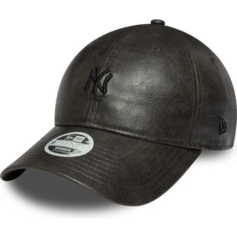 Cappello curvo nero regolabile da donna con logo nero 9TWENTY Tonal dei New York Yankees MLB di New Era