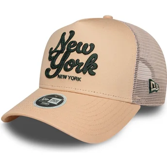 Cappellino trucker rosa da donna A Frame City di New York di New Era