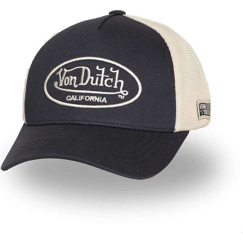 regulowana-czarno-bezowa-czapka-trucker-lof-b31-marki-von-dutch