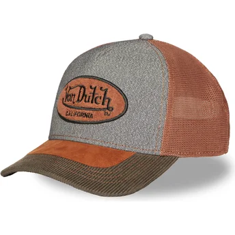 Von Dutch SHIELD01 Grey and Brown Trucker Hat
