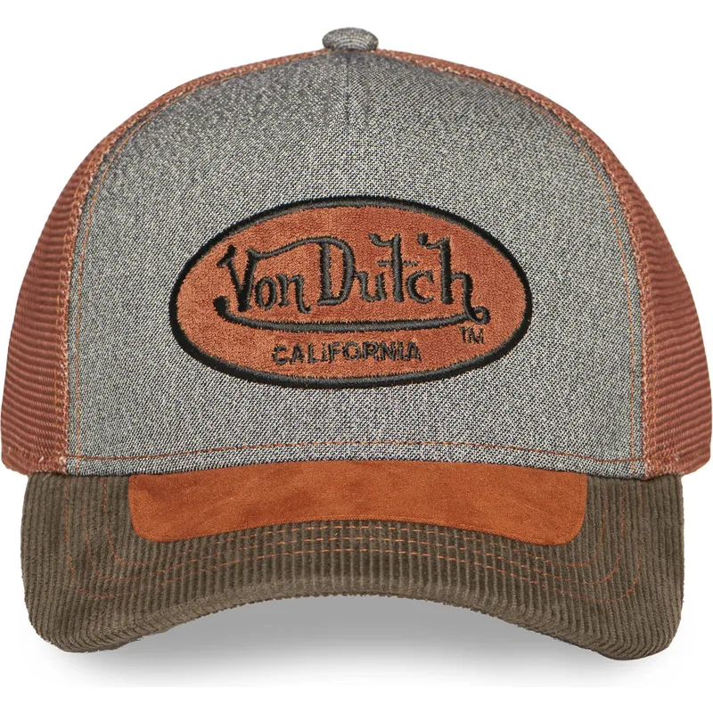 cappellino-trucker-grigio-e-marrone-shield01-di-von-dutch