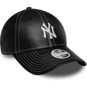 cappellino-nero-regolabile-per-donna-9forty-topstitch-pu-new-york-yankees-mlb-di-new-era