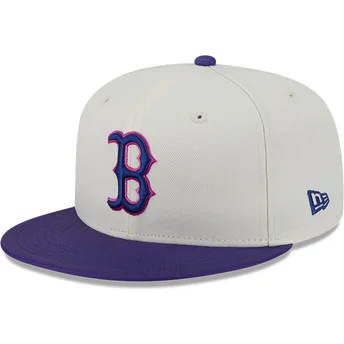 Cappello piatto beige e viola aderente 59FIFTY CLR DVLP dei Boston Red Sox MLB di New Era