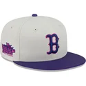 cappello-piatto-beige-e-viola-aderente-59fifty-clr-dvlp-dei-boston-red-sox-mlb-di-new-era