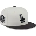 beige-und-schwarze-anliegende-flat-cap-59fifty-clr-dvlp-der-los-angeles-dodgers-mlb-von-new-era