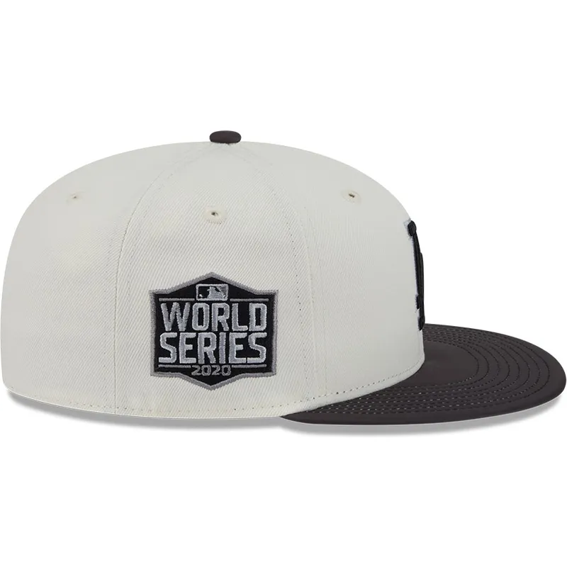cappello-piatto-beige-e-nero-regolabile-59fifty-clr-dvlp-dei-los-angeles-dodgers-mlb-di-new-era