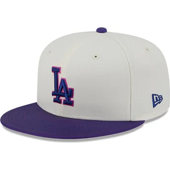 Cappello piatto beige e viola regolabile 59FIFTY CLR DVLP dei Los Angeles Dodgers MLB di New Era