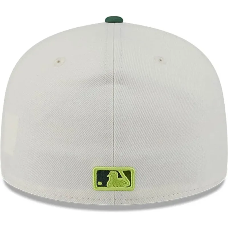 beige-und-grune-anliegende-flat-cap-59fifty-clr-dvlp-der-oakland-athletics-mlb-von-new-era