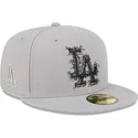 cappello-piatto-grigio-chiuso-59fifty-cracked-dei-los-angeles-dodgers-mlb-di-new-era