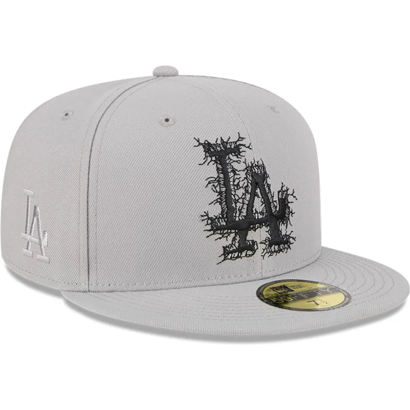 cappello-piatto-grigio-chiuso-59fifty-cracked-dei-los-angeles-dodgers-mlb-di-new-era