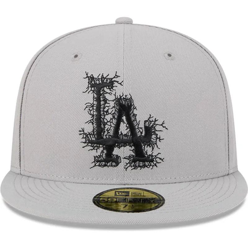 cappello-piatto-grigio-chiuso-59fifty-cracked-dei-los-angeles-dodgers-mlb-di-new-era