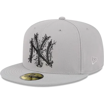 Cappellino piatto grigio aderente 59FIFTY Cracked dei New York Yankees MLB di New Era