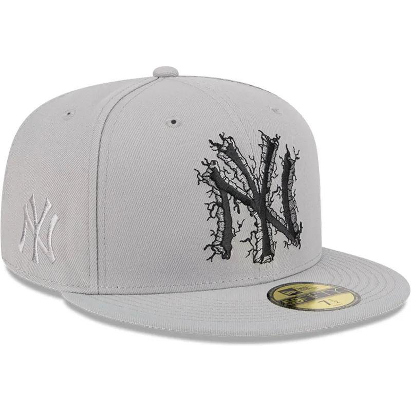 cappello-piatto-grigio-aderente-59fifty-cracked-dei-new-york-yankees-mlb-di-new-era