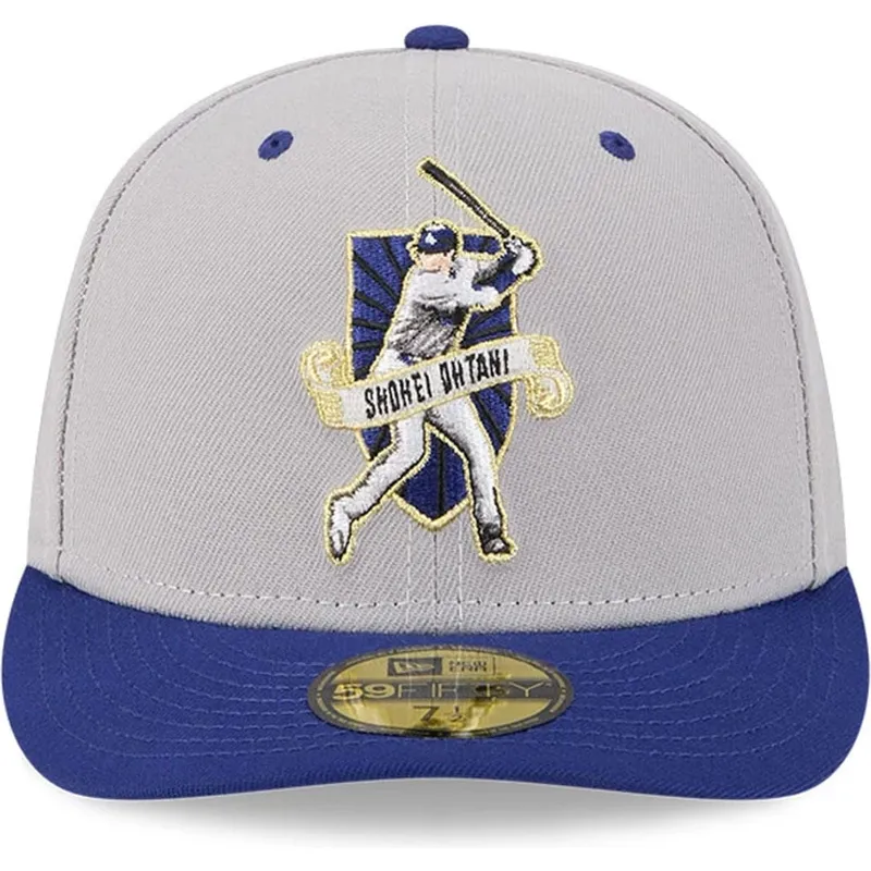gra-og-bla-buet-kasket-justeret-59fifty-player-shohei-ohtani-fra-los-angeles-dodgers-mlb-fra-new-era